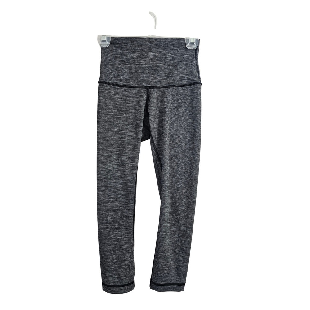 Lululemon Wunder Under High Rise Crop Leggings Gray Space Dye Heathered Capris
